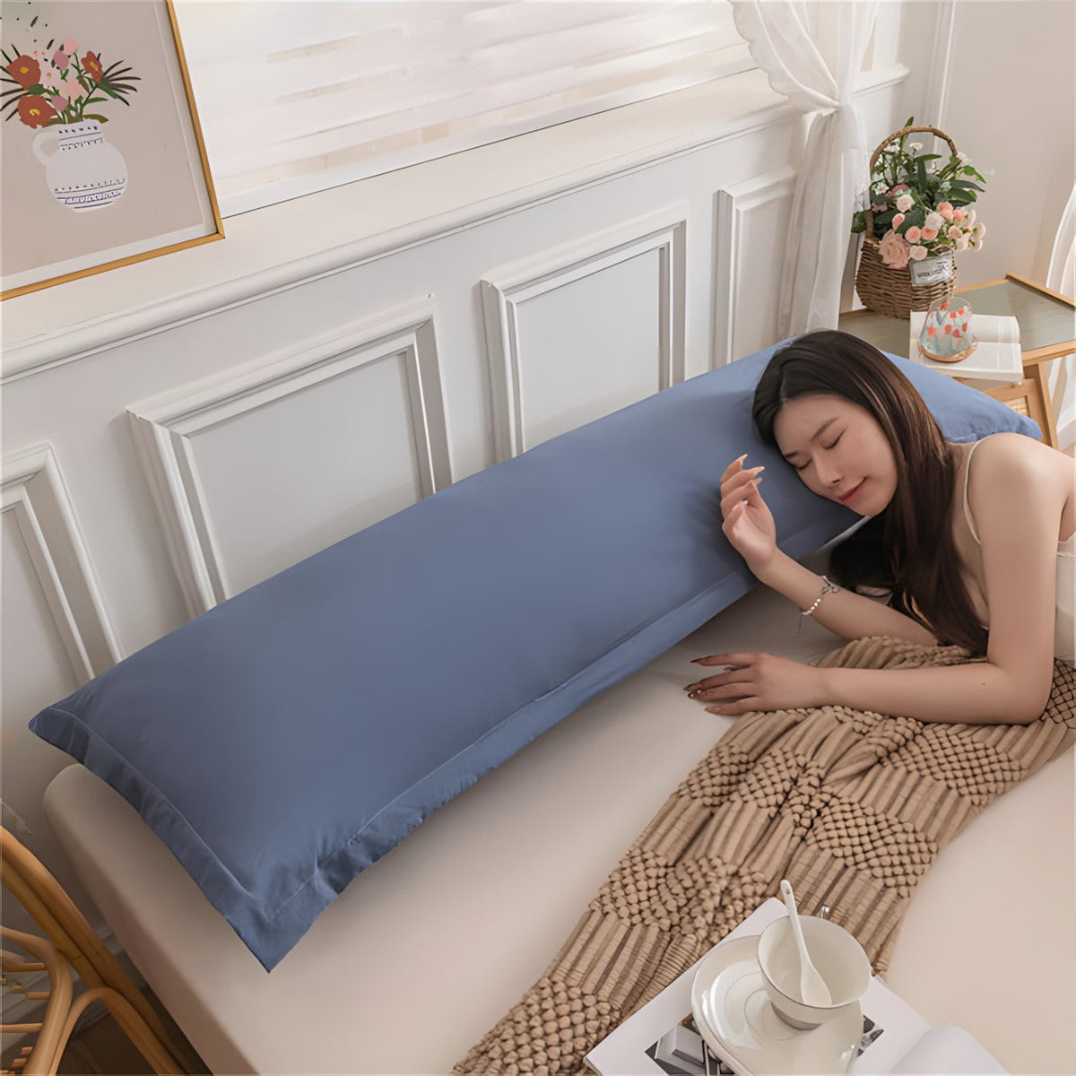 Skin-Friendly Couple Long Pillow Case Cover