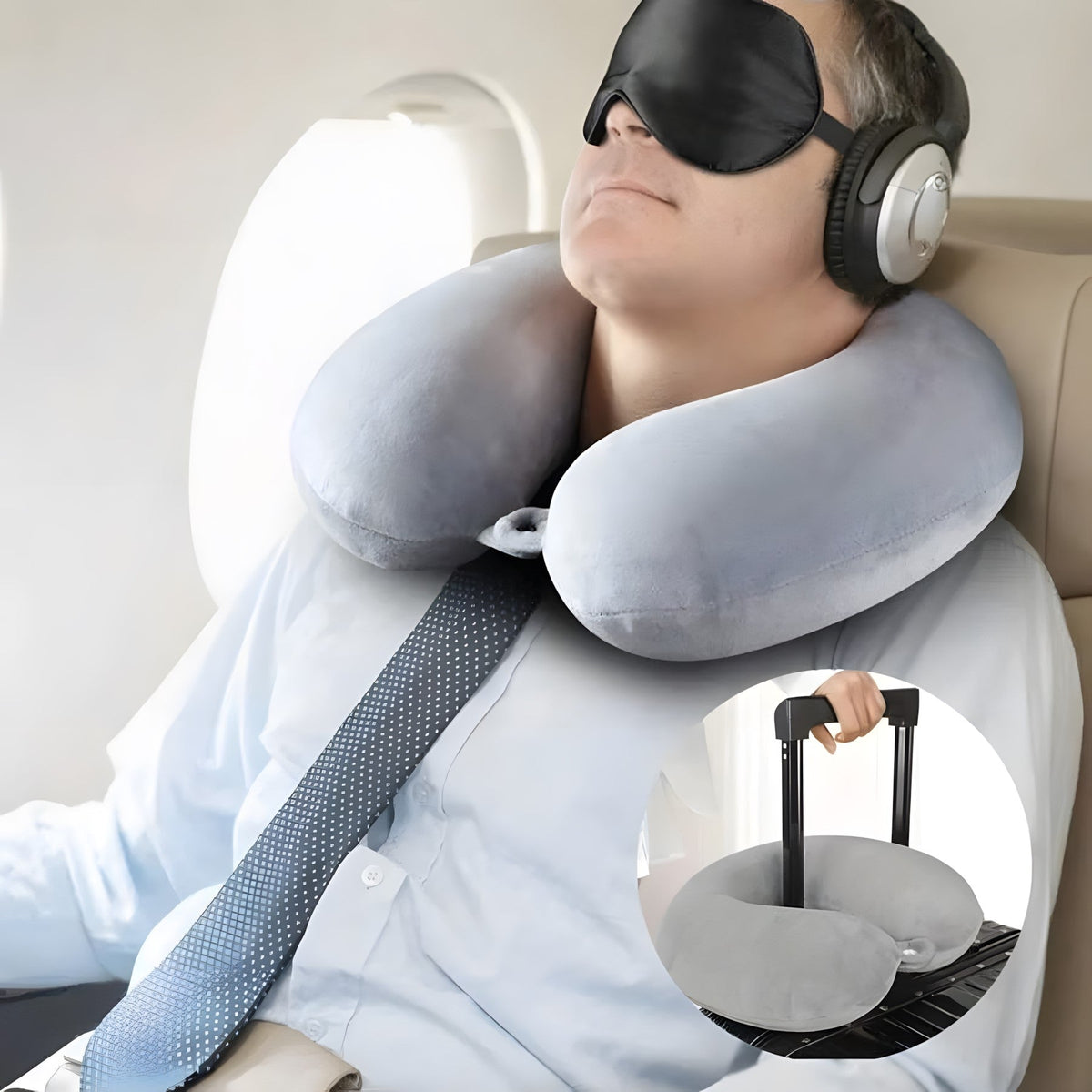 Soft Travel Neck Pillow with Snap Strap